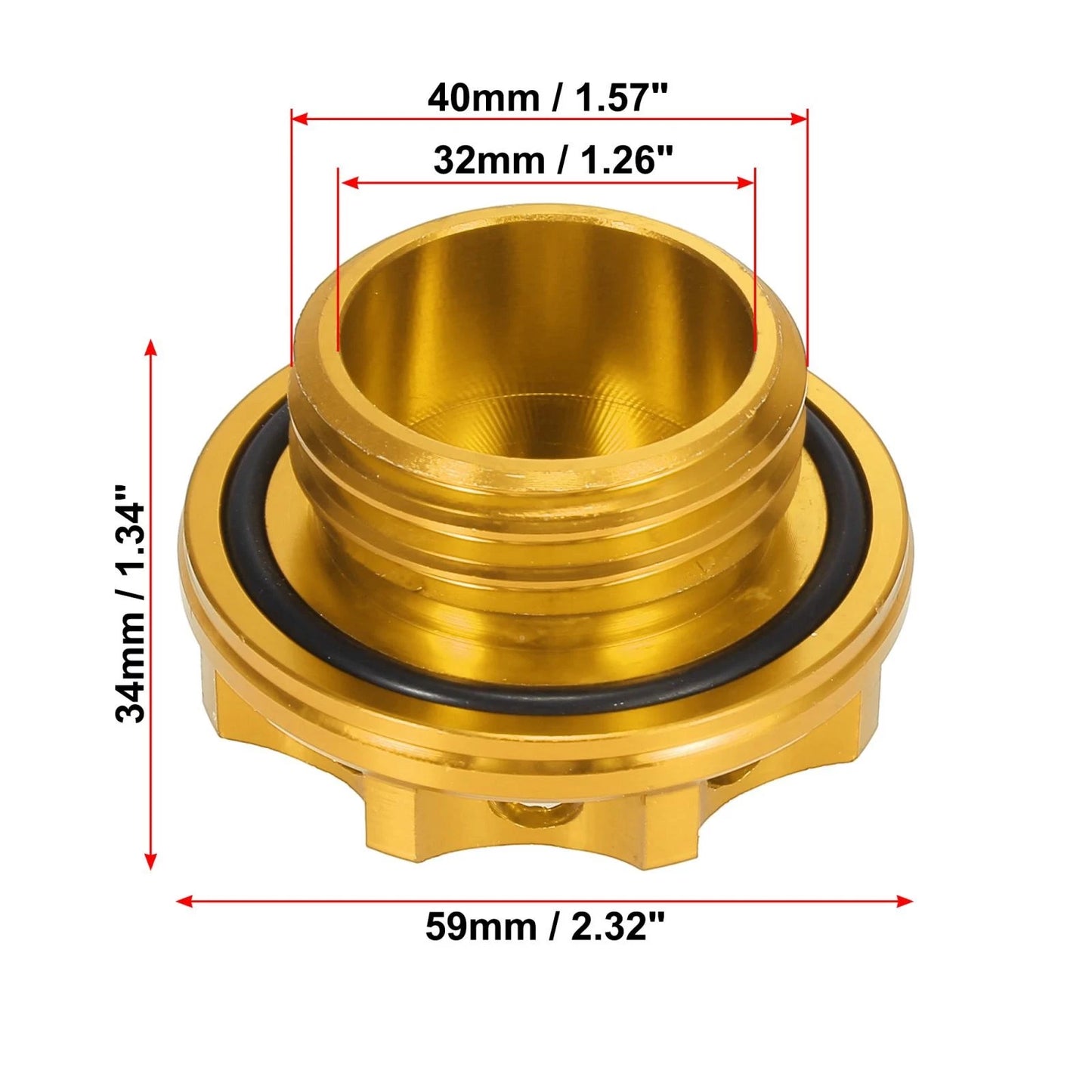Gold Tone Aluminum Alloy Gas Oil Filler Plug Cover for Subaru