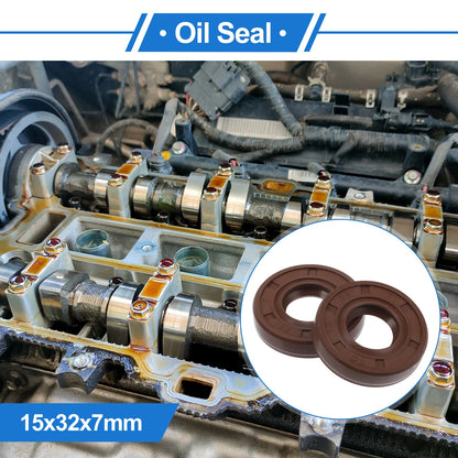 Oil Seal 15x32x7mm Brown 2 x Seal Ring FKM Rubber for Vehicle