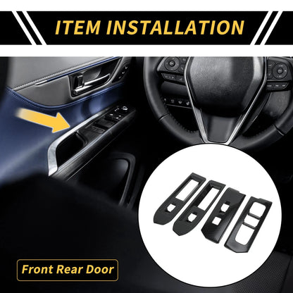 Set Carbon Fiber Pattern Front Door Window Switch Trim for Toyota Tacoma (2024–2024)