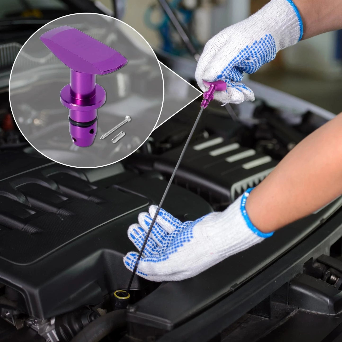 Oil Dipstick Pull Handle 5mm for Ford Mustang GT V8 GT500 (1999-2011) Purple