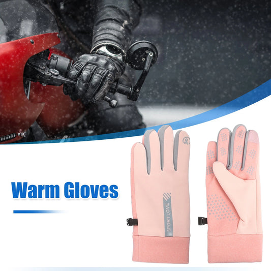 Pair Riding Warm Gloves Liners Pink for Motorcycle Cycling Skiing