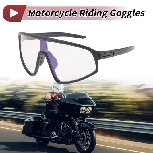 1 Pc Motorcycle Riding Goggles Light Gray Lens Black Frame PC Cycling Sunglasses