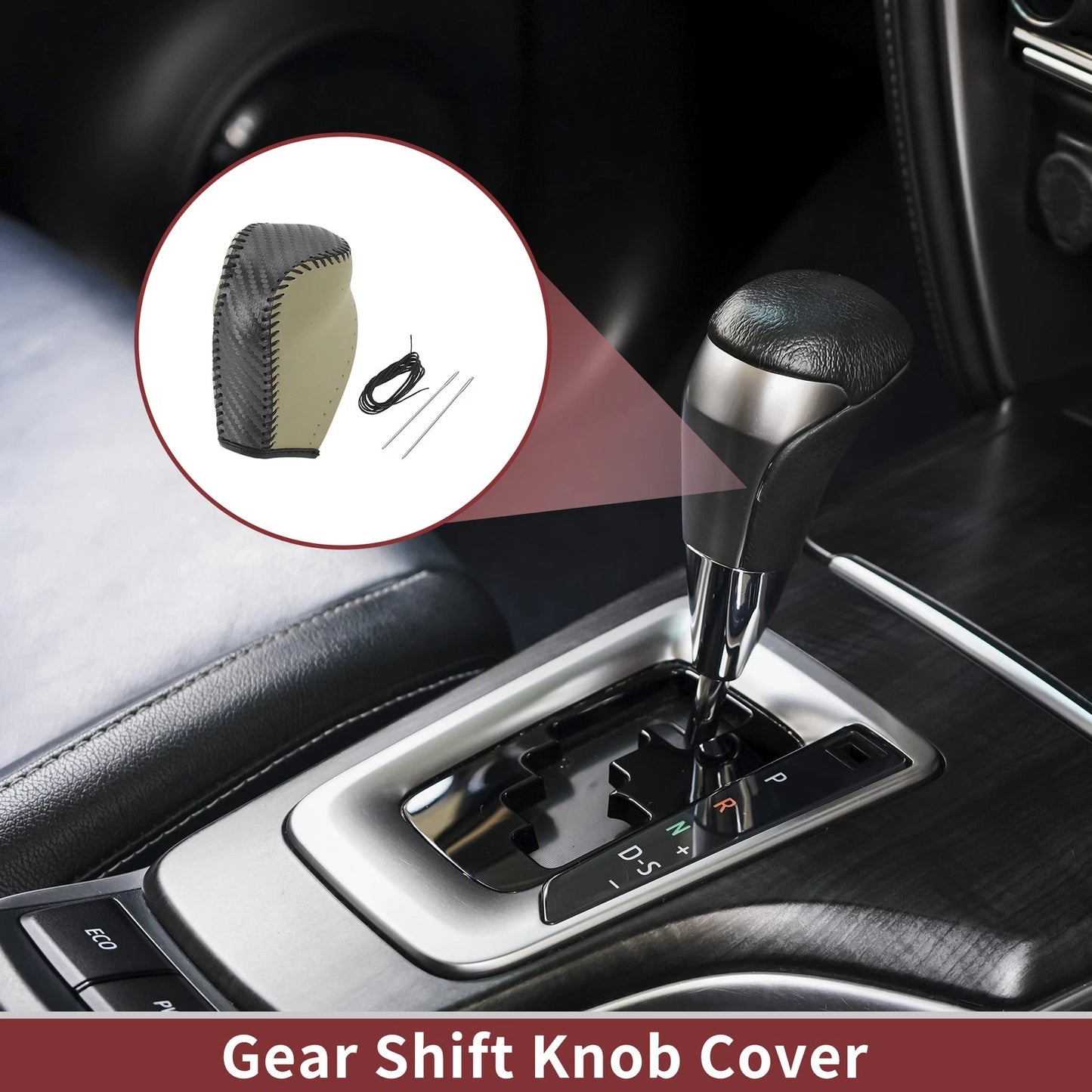 Gear Shift Knob Cover Beige Faux Leather 1 Pc for Toyota Corolla (2014–2018)