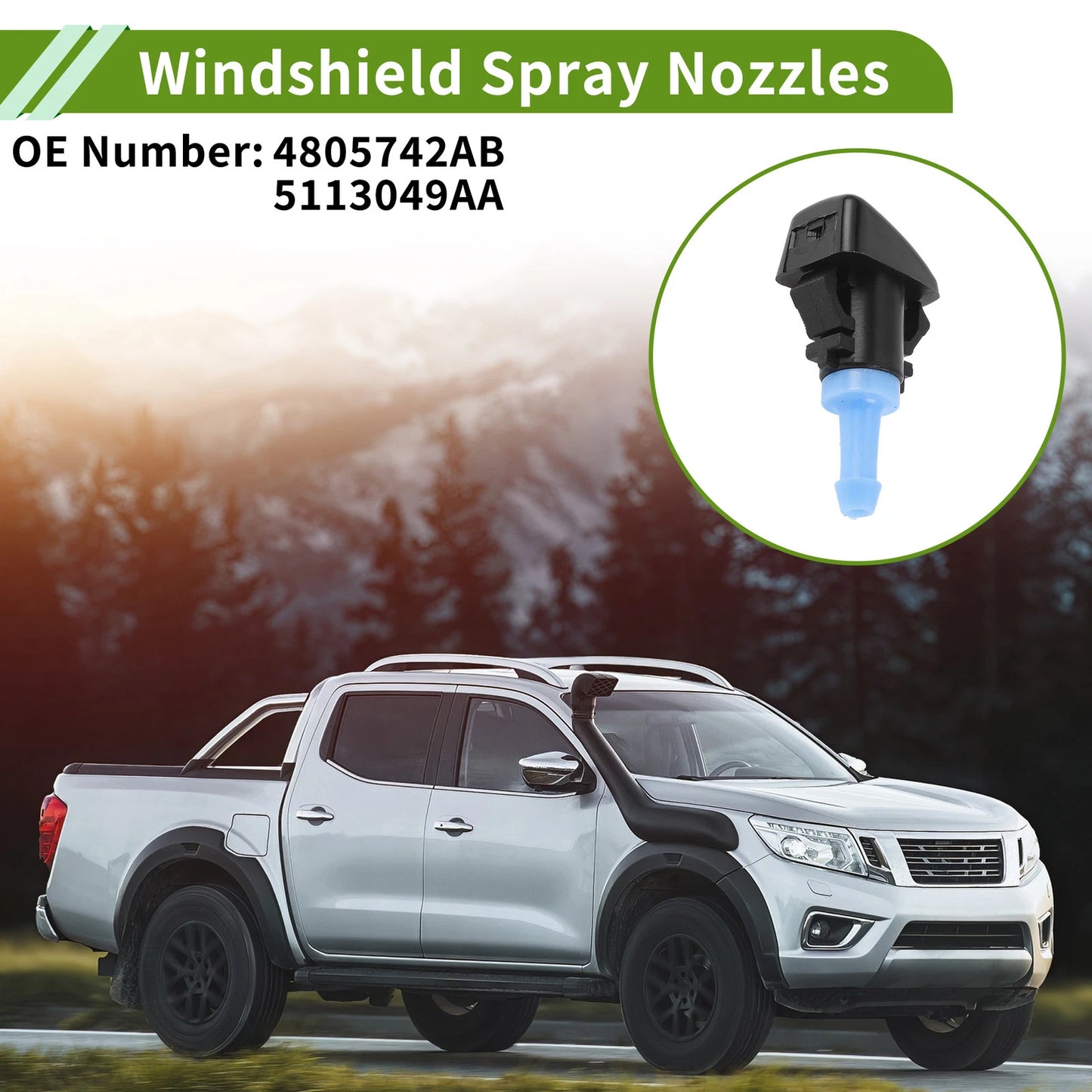 Windshield Washer Nozzle w/ Hose Connector for RAM