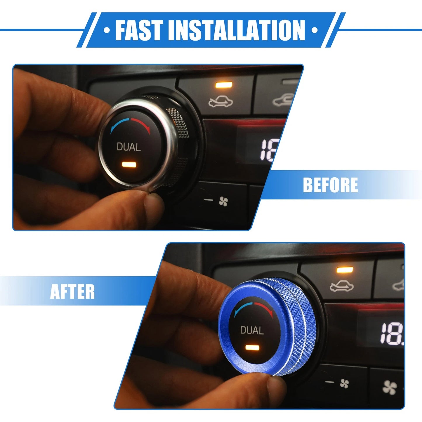 5 x AC Climate Control Knob Rings for Toyota 4Runner (2010-2022) Blue