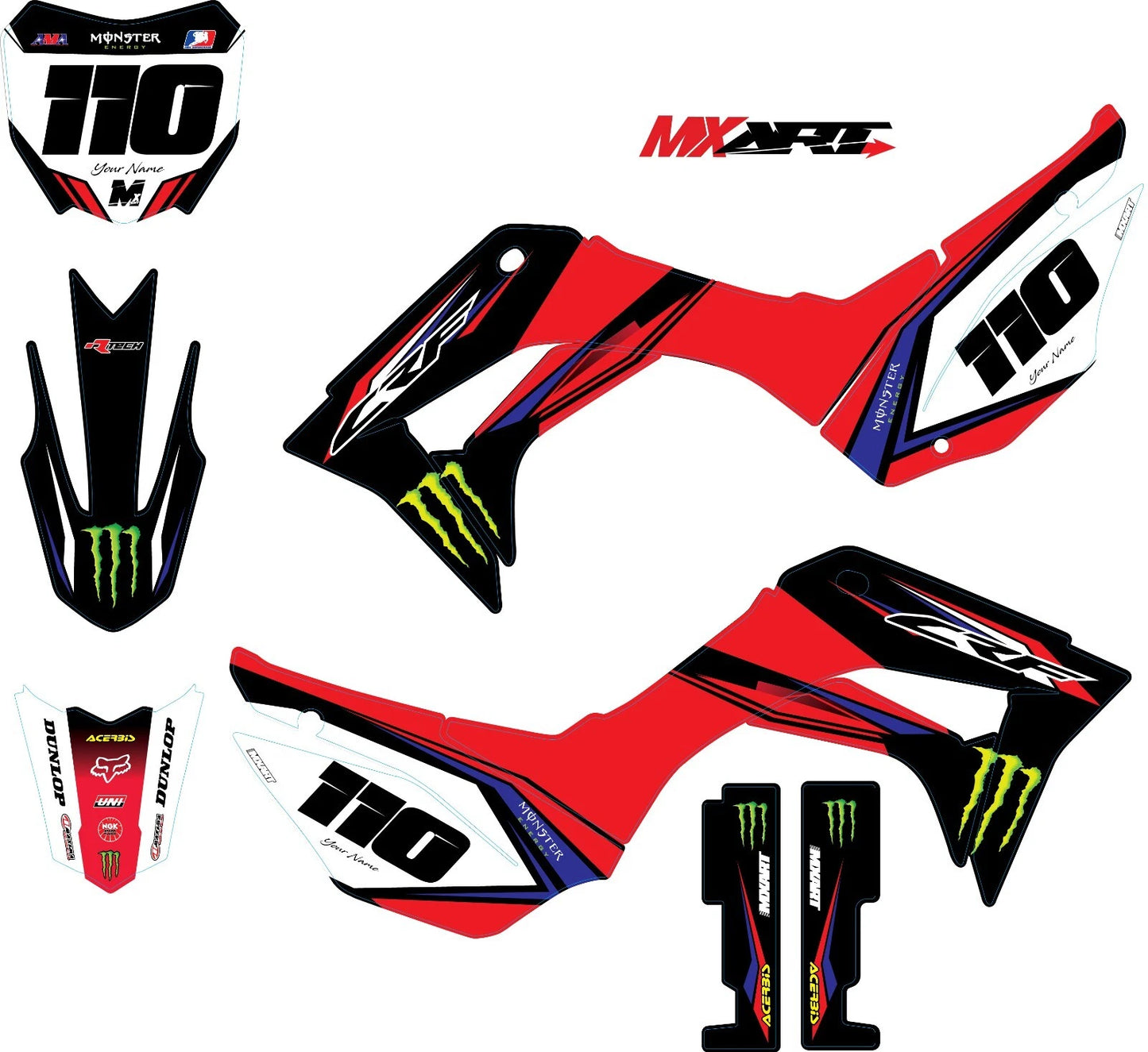 Custom Graphics Kit for Honda CRF110 2019-2023 SURGE STYLE Stickers