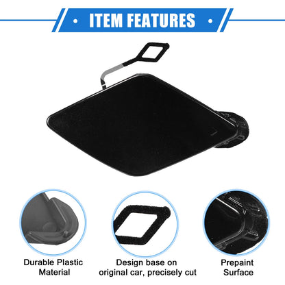 Front Right Tow Hook Eye Hole Cover Plastic Black for BMW 320i (2013-2018)