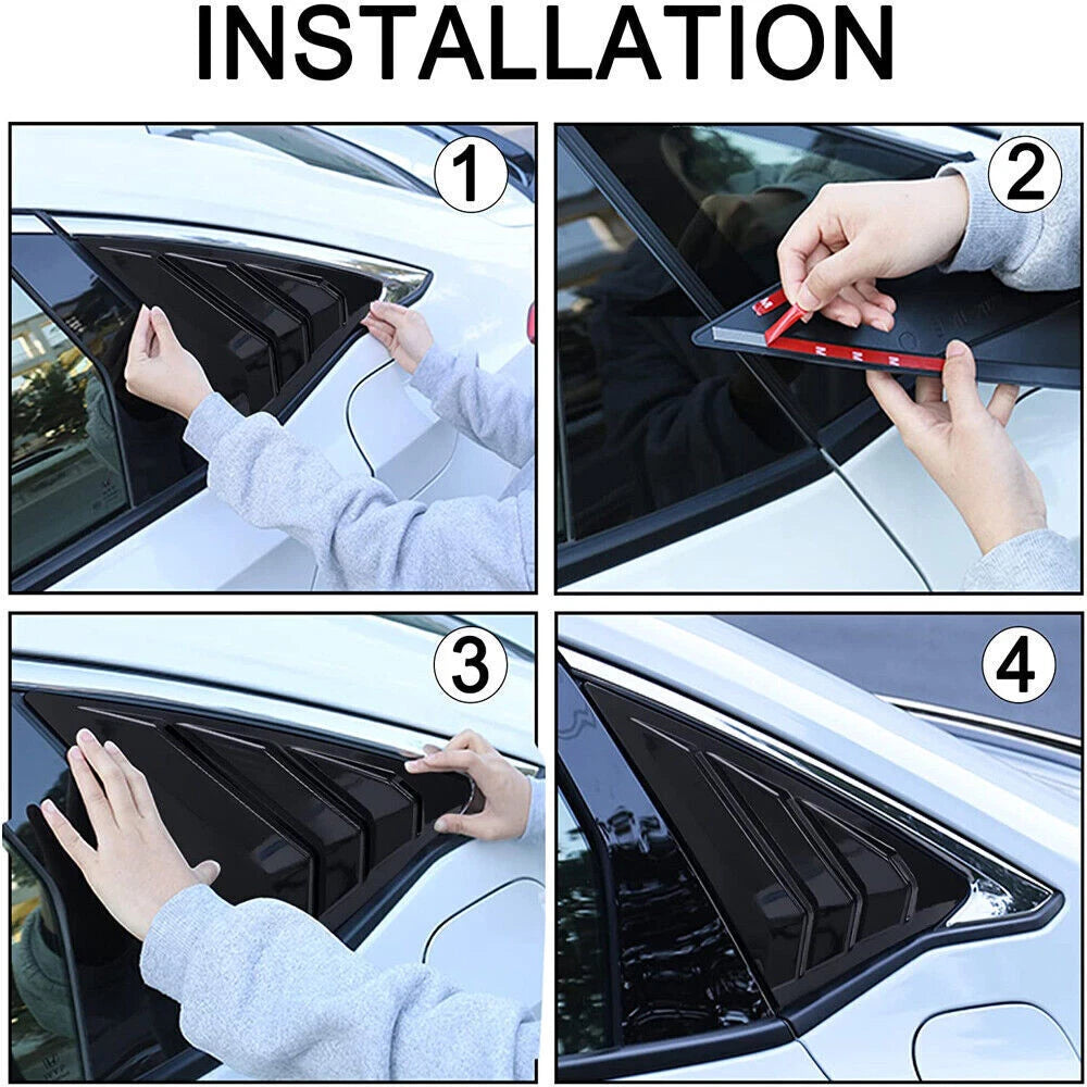 2 x Side Window Louver Vent Covers for 2022 Honda Civic Sedan Glossy Black