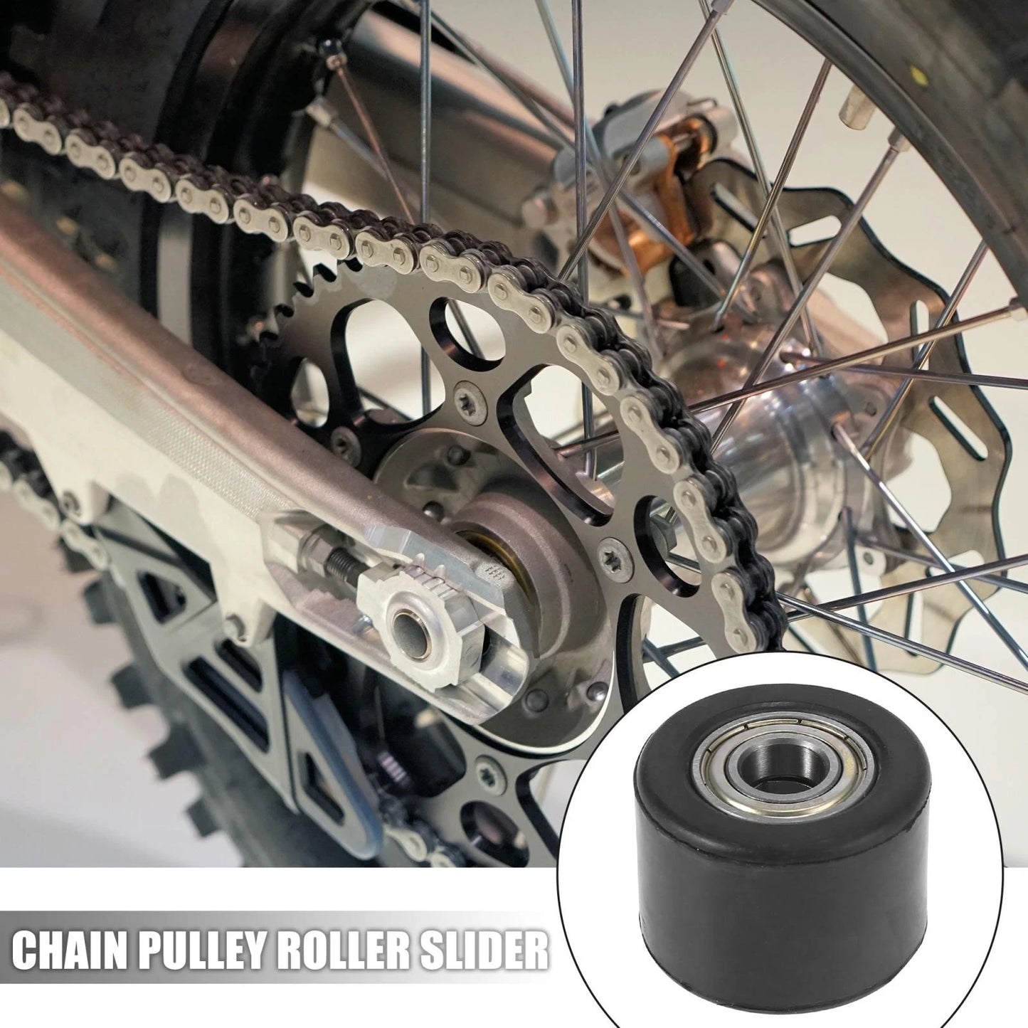 2 x / 10mm / Motorcycle Chain Pulley Roller Slider Wheel Guide Black for Bike