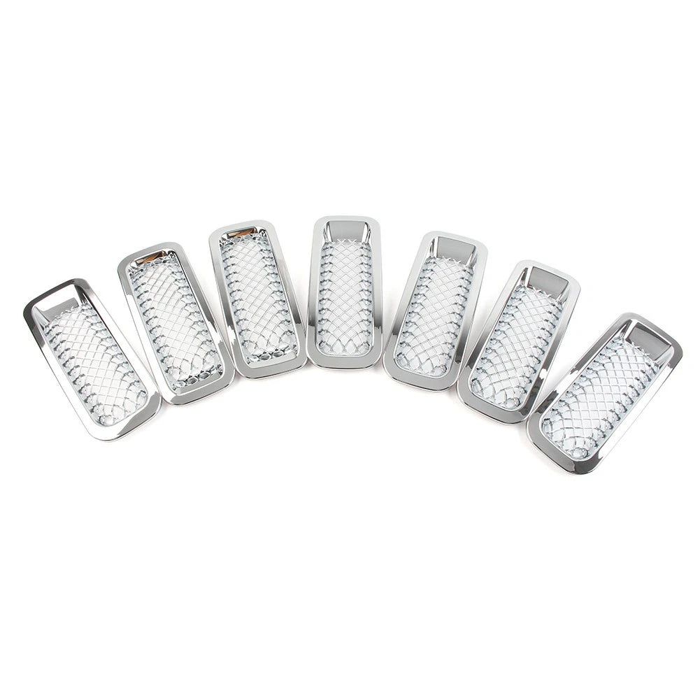 7 x Front Mesh Grille Cover for Jeep Patriot (2011-2017) Chrome ABS