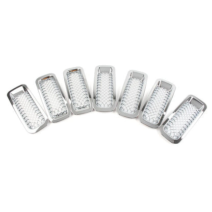 7 x Front Mesh Grille Cover for Jeep Patriot (2011-2017) Chrome ABS