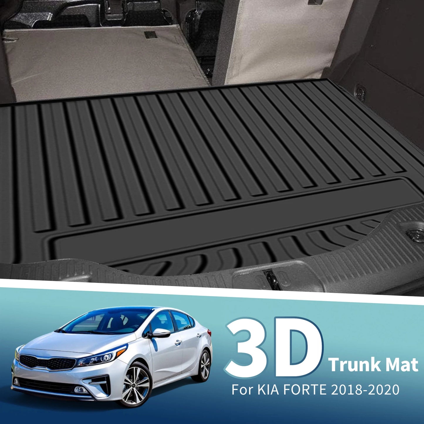 Flat Face Cargo Liner Rear Trunk Mat for Kia Forte (2018-2020) 1 Pc