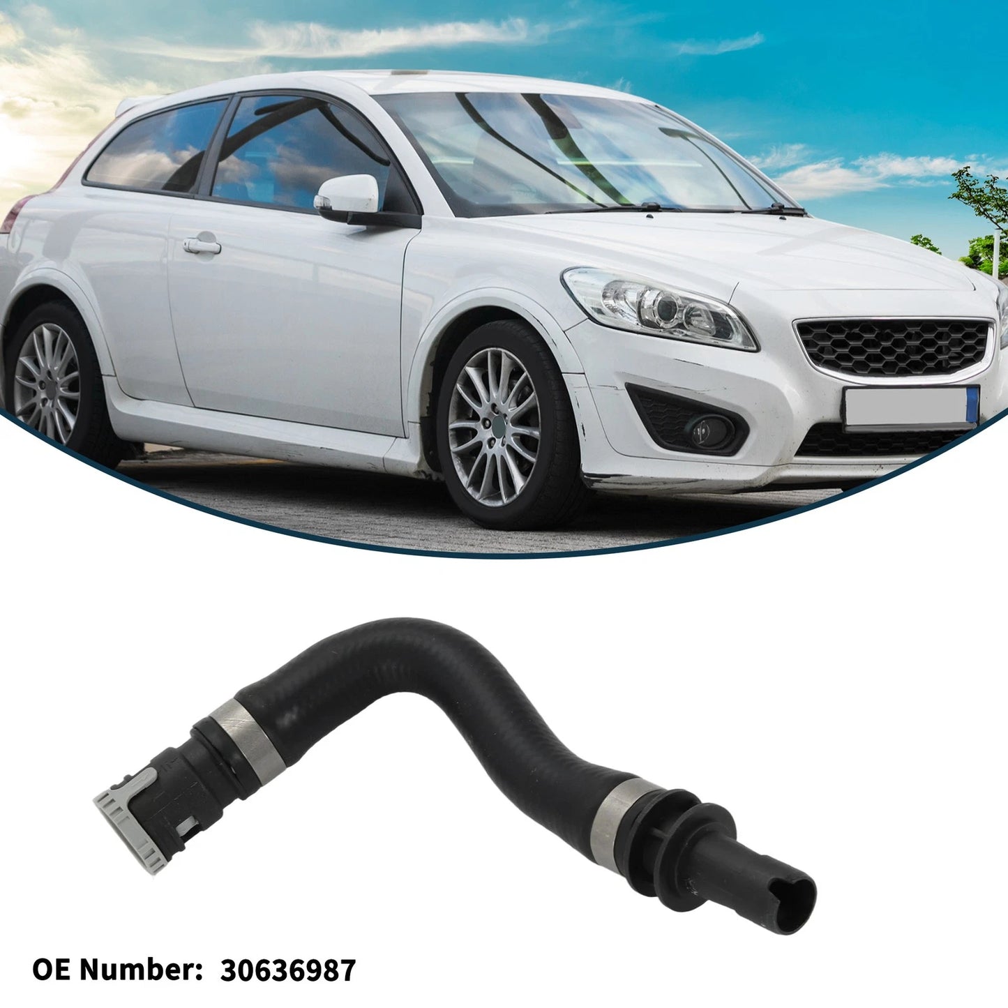 Radiator Heater Hose for Volvo C30 (2006-2013) Rubber Black 1 x Piece