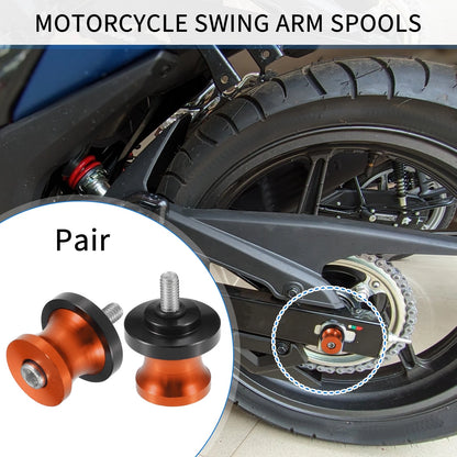 Pair Motorbike Swingarm Spools 6mm CNC Swing Arm Sliders Stand Orange