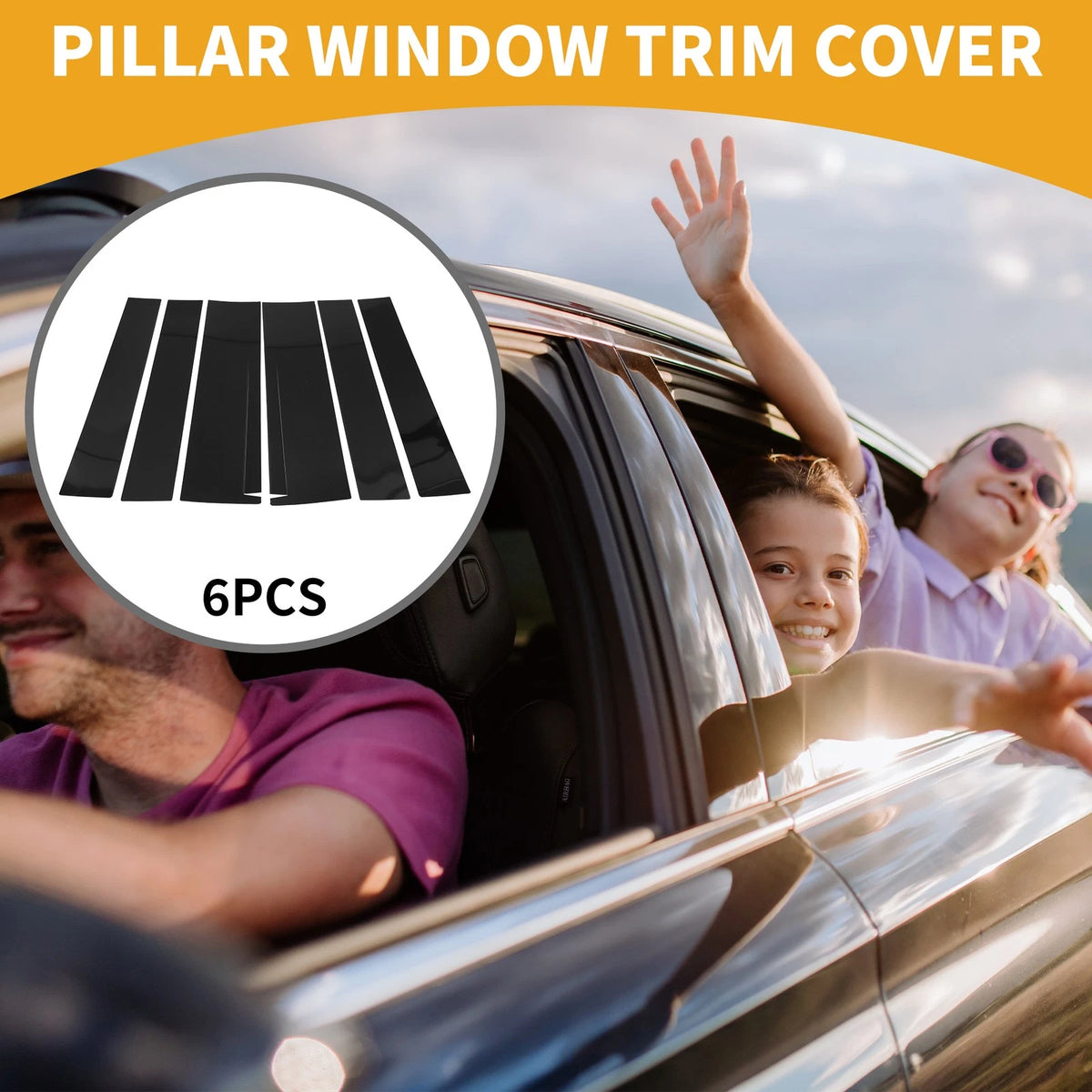6 Pcs Door Pillar Window Trim for Honda STEPWGN (2022-2024) Black