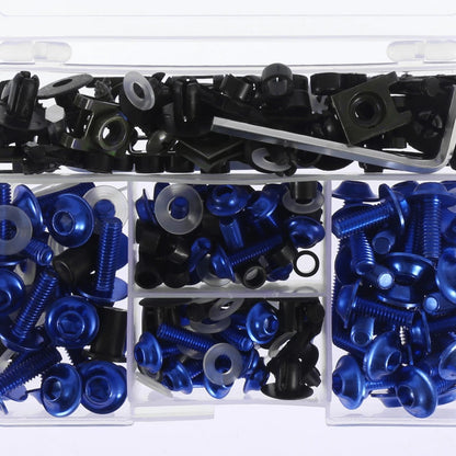 195pcs Motorcycle Fairing Body Bolts Fasteners Blue for Yamaha, Honda, BMW