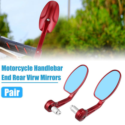 Handlebar End Rear View Mirror Metal Red 1 Pair for Motorcycle