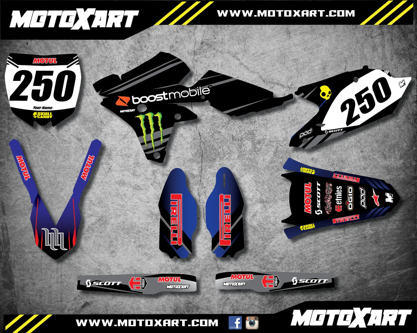 Custom Graphic Kit for Yamaha YZ 250F (2010-2013) - RAVAGE STYLE Stickers