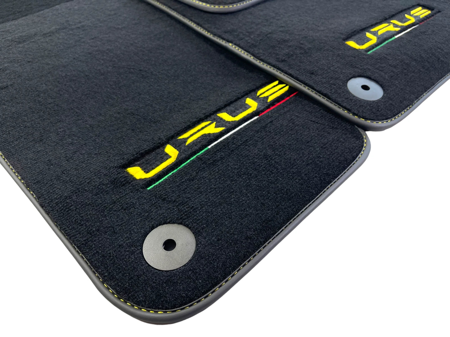 Floor Mats for Lamborghini Urus 2018-2024 Black Carpets with Yellow Stitching