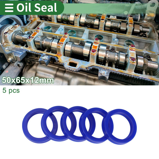 Oil Seal 50x65x12mm TPU Rotary Shaft Seal Blue 5 Pcs