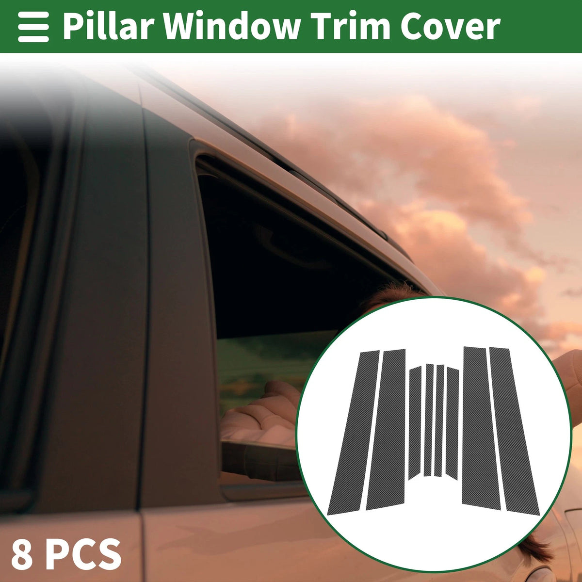 8 Pcs Door Pillar Window Trim for BMW X6 (2002-2013) Carbon Fiber Black