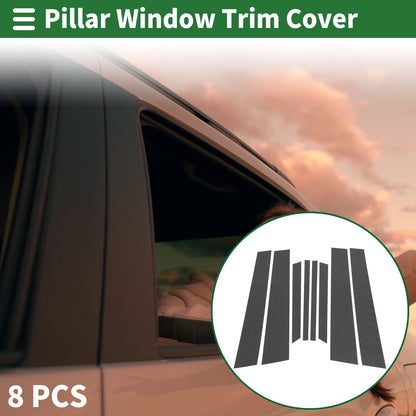 8 Pcs Door Pillar Window Trim for BMW X6 (2002-2013) Carbon Fiber Black
