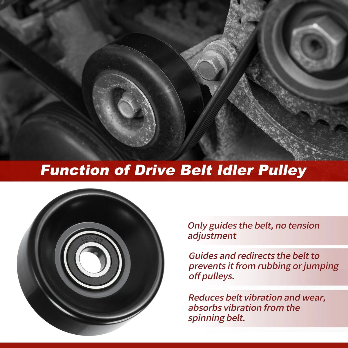 Accessory Drive Belt Idler Pulley for Dodge Ram 1500 2500 3500 Jeep (2002-2023)