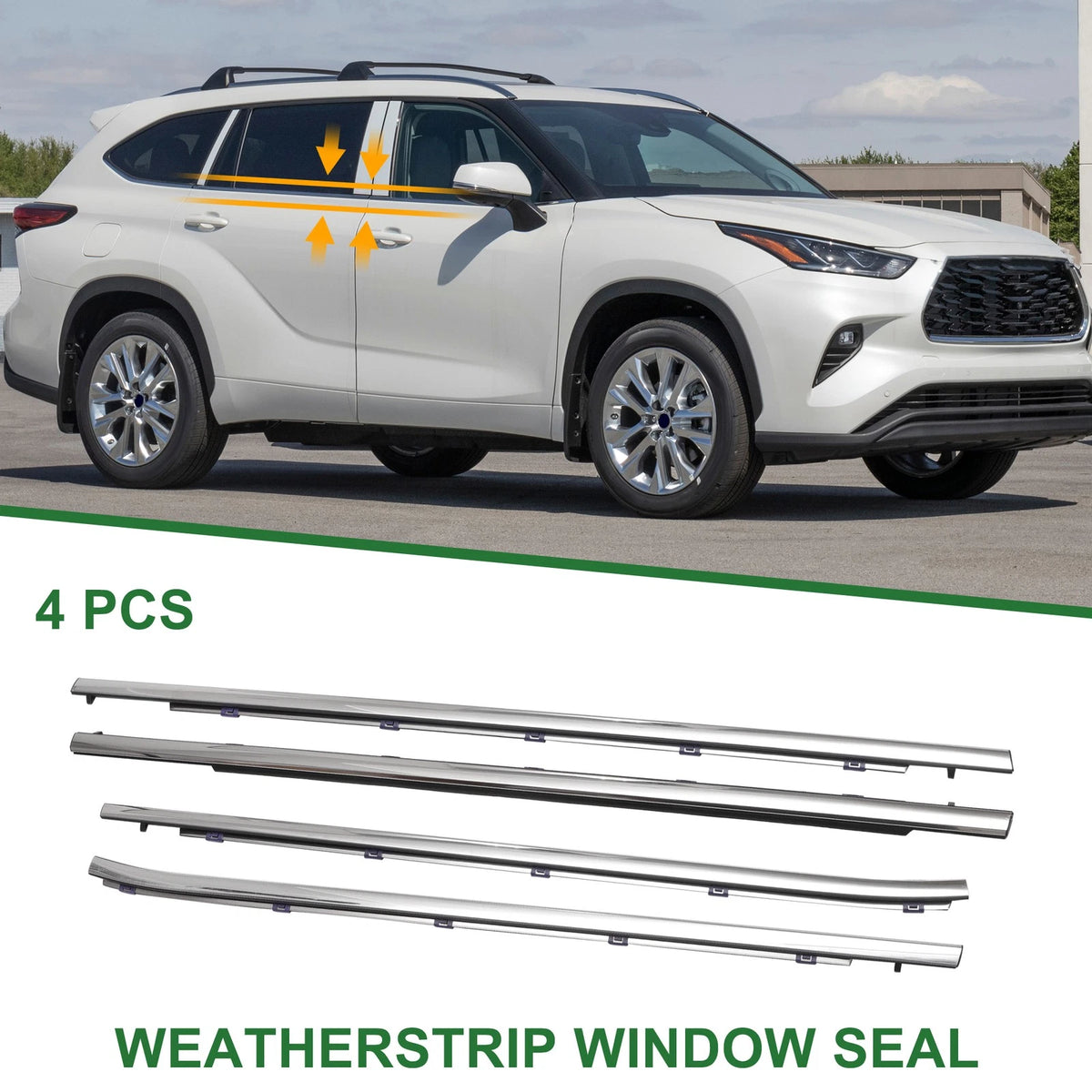 4pcs Weatherstrip Window Seal for Toyota Highlander (2015–2020)
