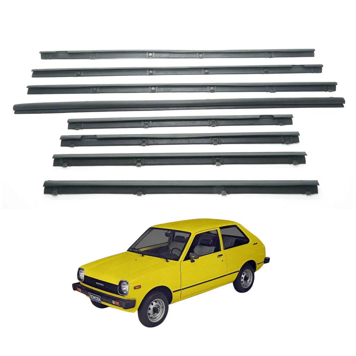 Weatherstrip Set for Toyota Starlet KP60 KP61 Door Glass Inner Outer 1978-1984