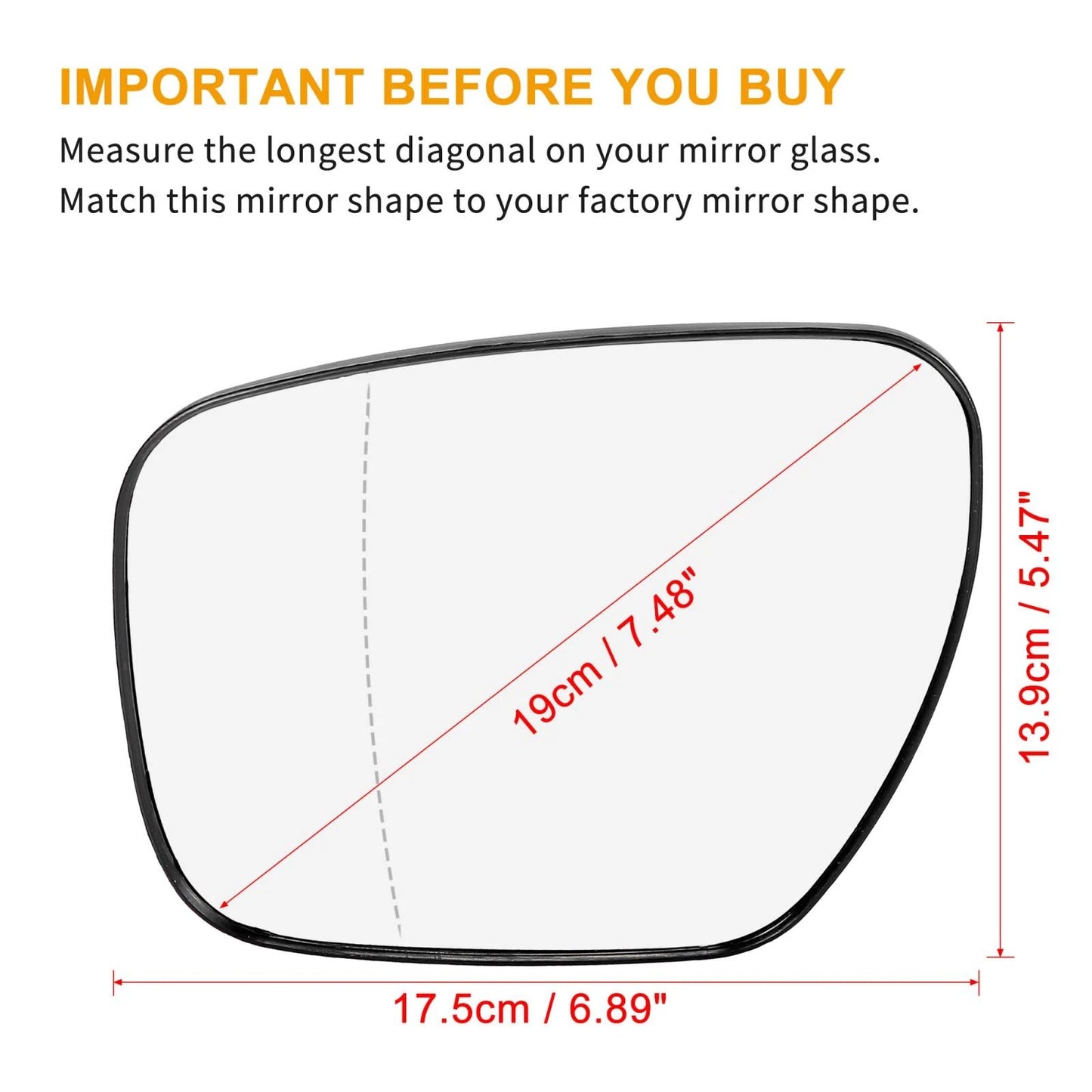 Heated Left Side Mirror Glass Replacement for Mazda 5 CX-7 CX-9 (2007-2015)