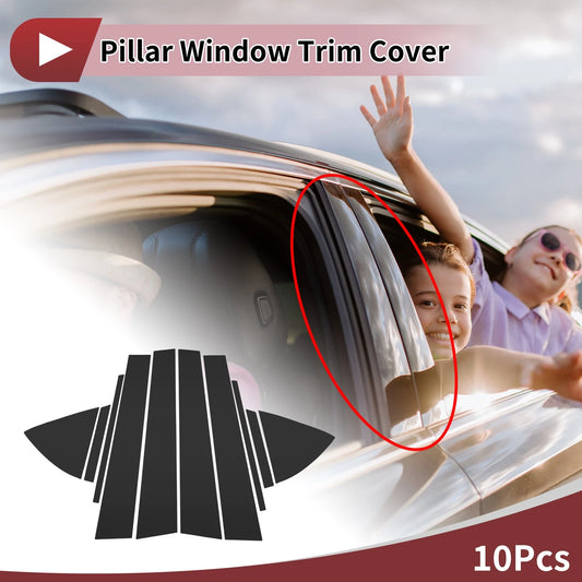 10 Pcs Car Door Pillar Window Trim for Toyota Vios (2014-2023) Black