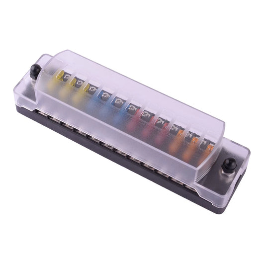 12 Way Fuse Holder for Car, Truck, Bus, Boat - Auto Fuse Box (New)