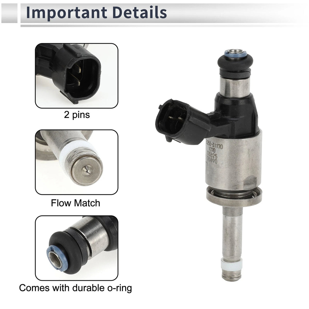 Fuel Injector 1 Pc for LEXUS GS350 (2016-2019) Black Silver Tone