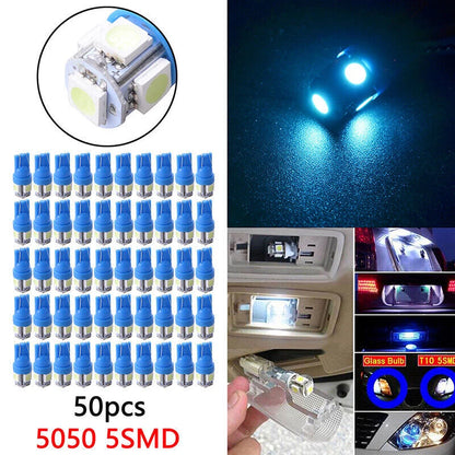 50pc Ice Blue T10 5050 5SMD LED Dome Map Lights