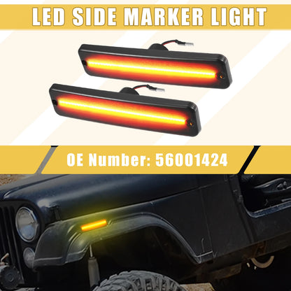 Front LED Side Marker Light for Jeep - Black Lens Amber Light (Fits 2007-2018)