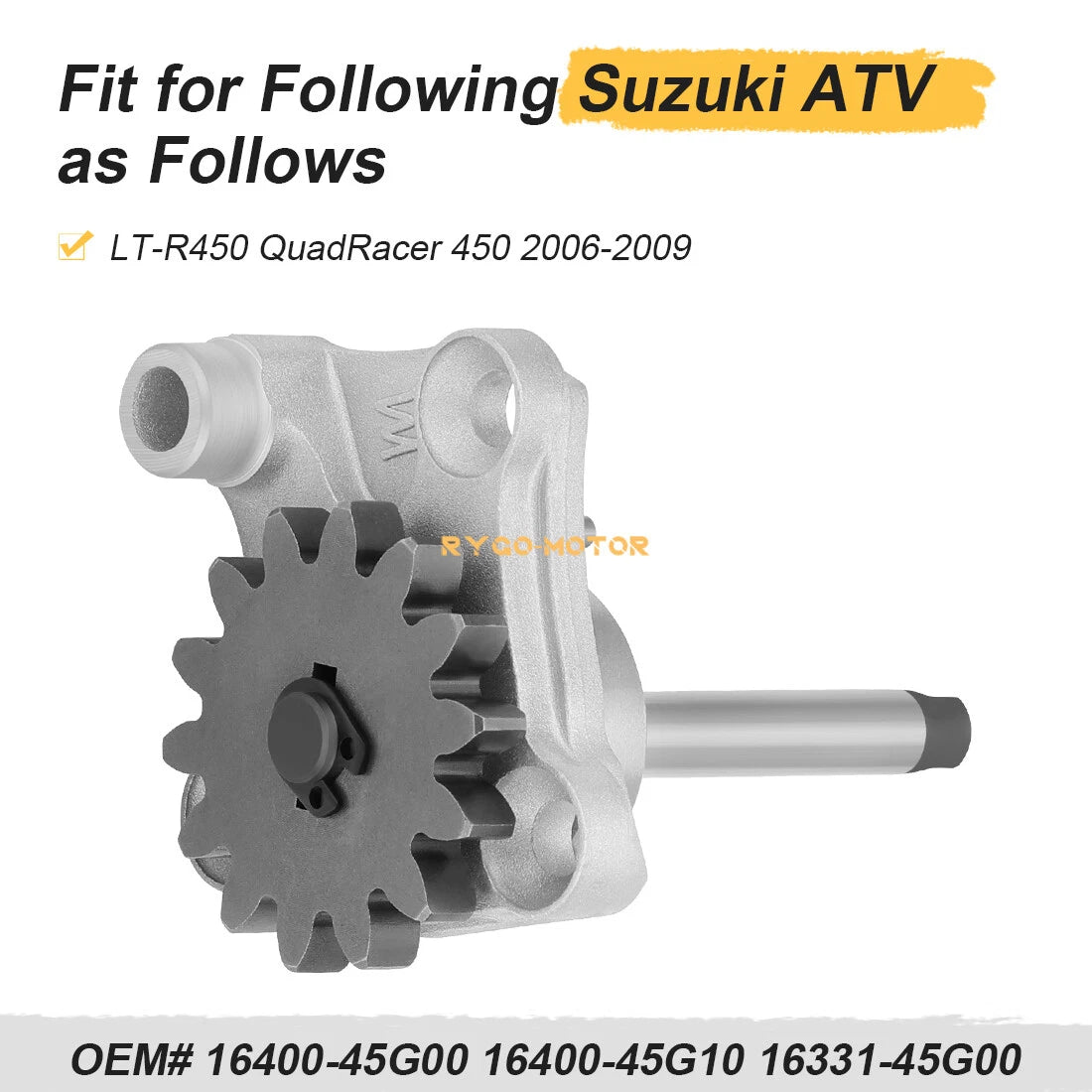 Oil Pump Assembly for Suzuki LTR450 LT-R450 Quadracer (2006–2009)