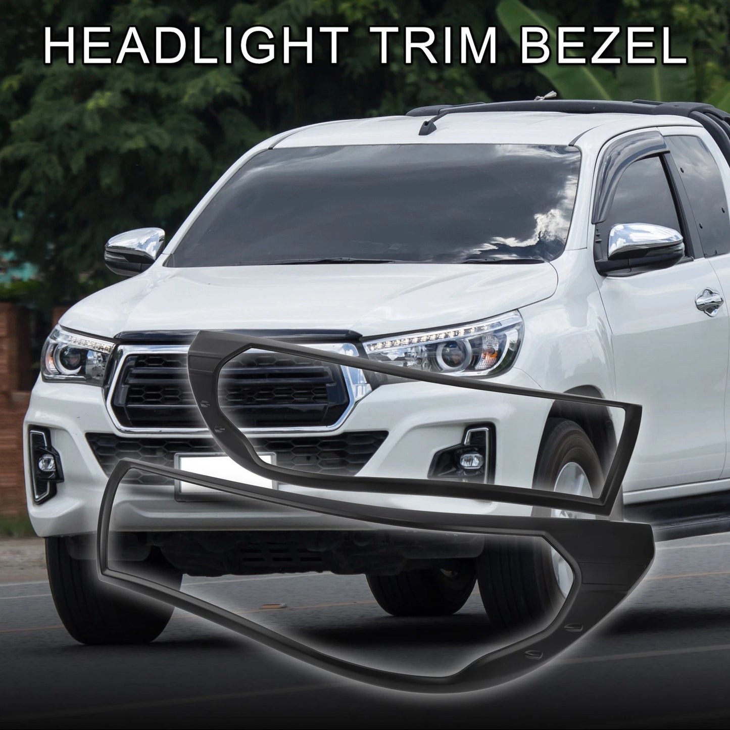 1 Pair Car Front Headlight Trim Bezel for Toyota HILUX REVO (2015–2017)