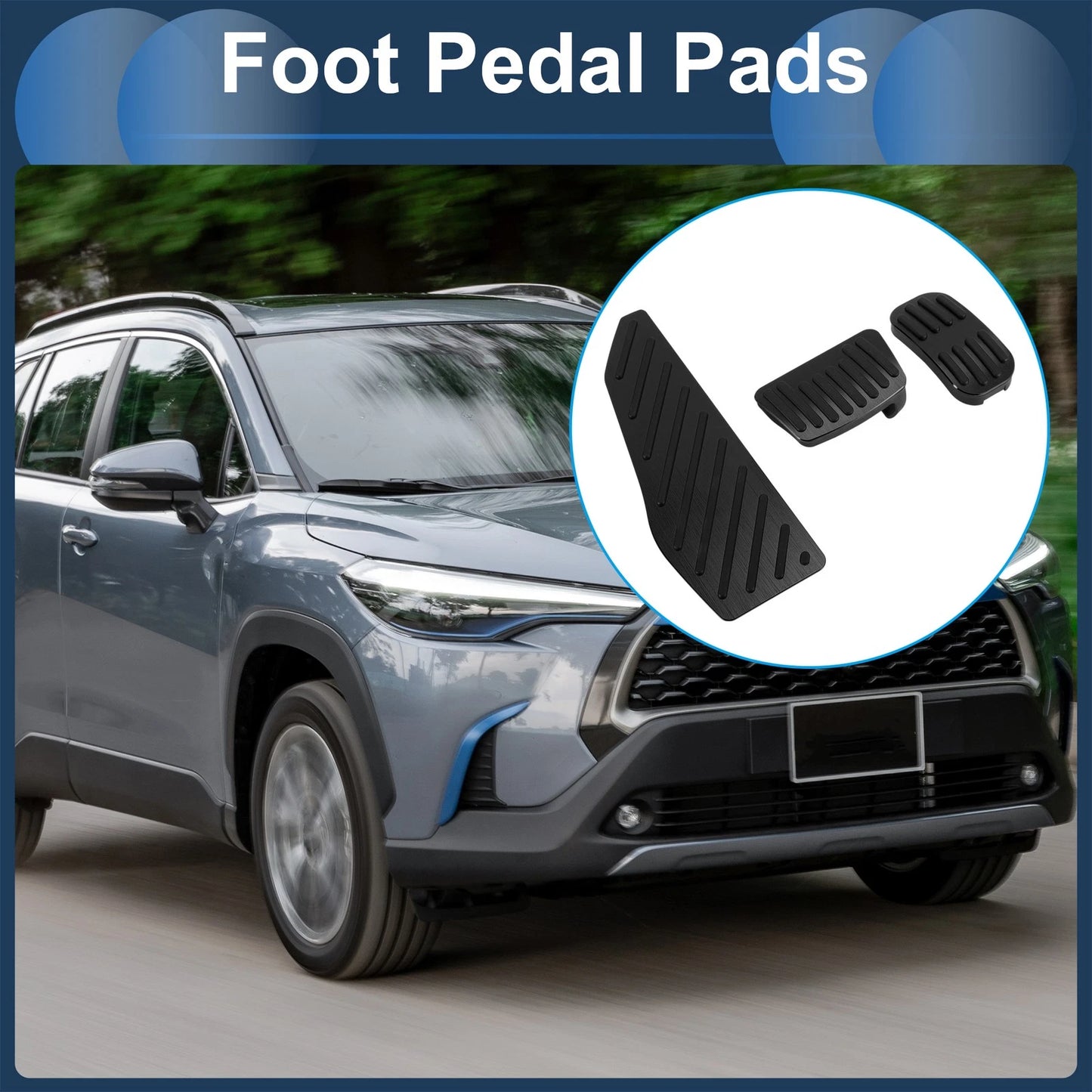 3 Pcs Foot Accelerator Pedal Covers for Toyota Corolla Cross Black