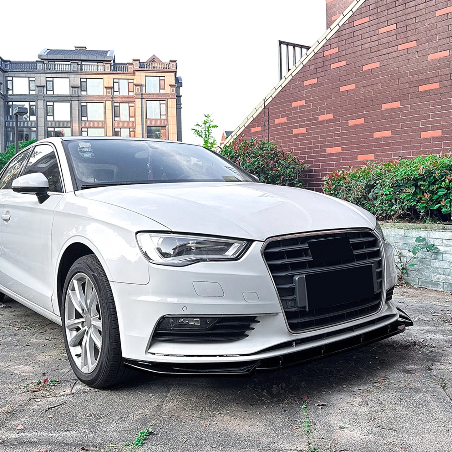 Gloss Black Front Bumper Spoiler Lip for Audi A3 8V (2013-2016)