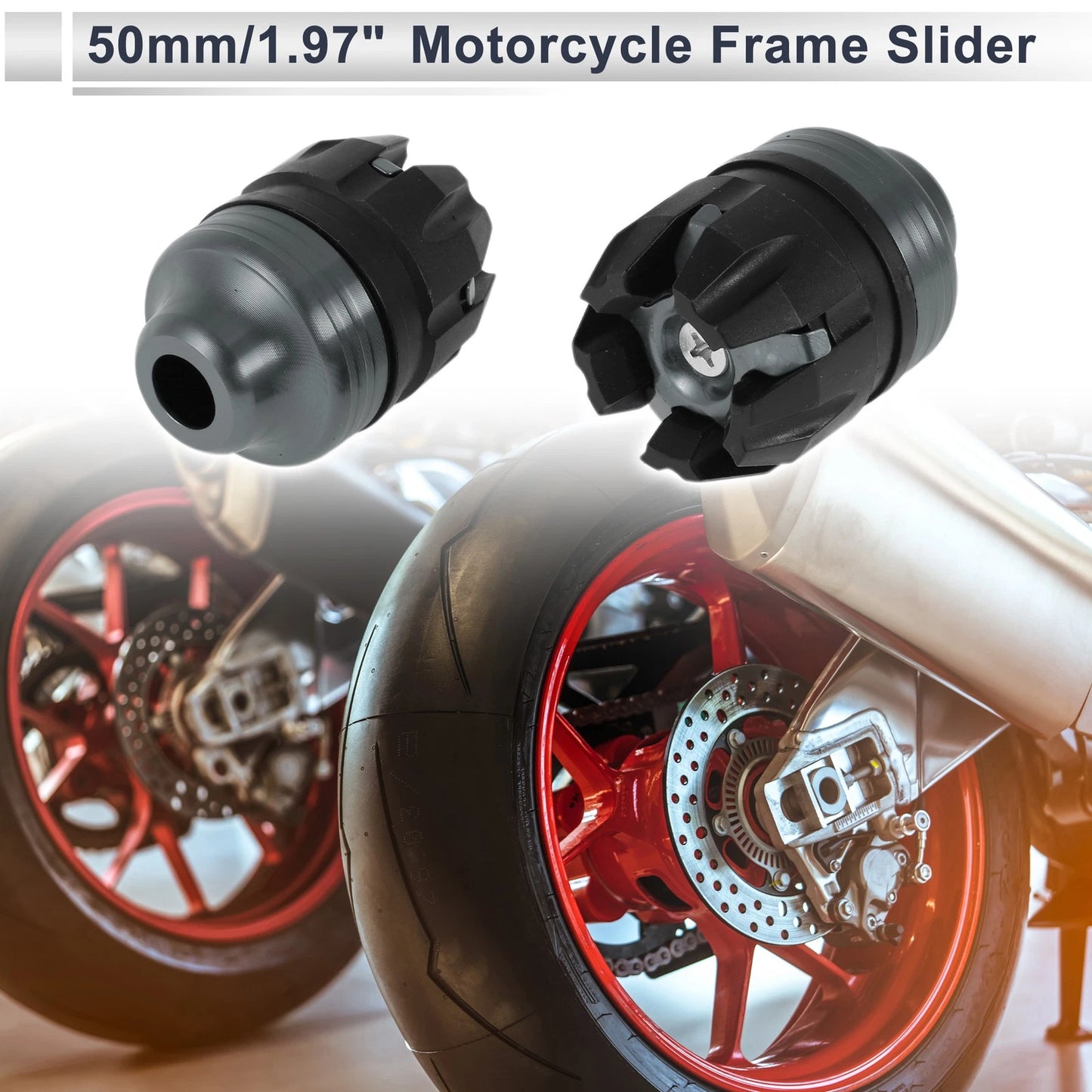 2 x 14mm Aluminum Alloy Plastic Motorcycle Slider Frame Titanium Tone