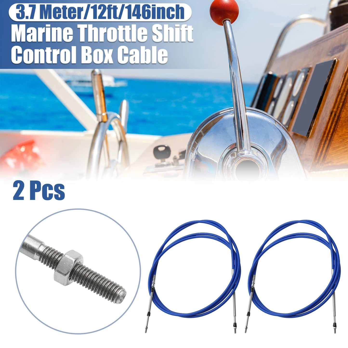 2pcs 12ft Marine Throttle Shift Remote Control Box Cable for Boats