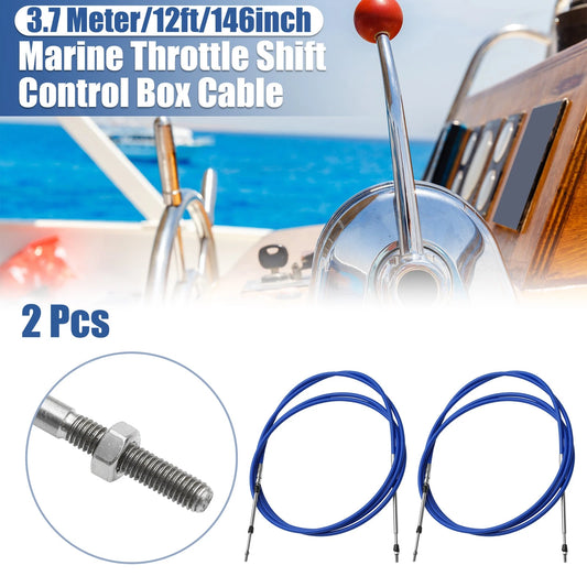 2pcs 12ft Marine Throttle Shift Remote Control Box Cable for Boats