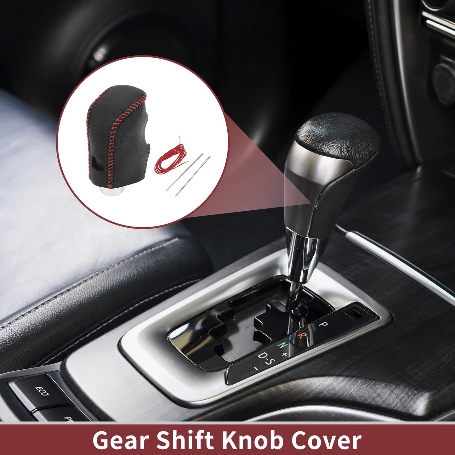 Car Gear Shift Knob Cover for Nissan Altima (2019-2024) Black Red