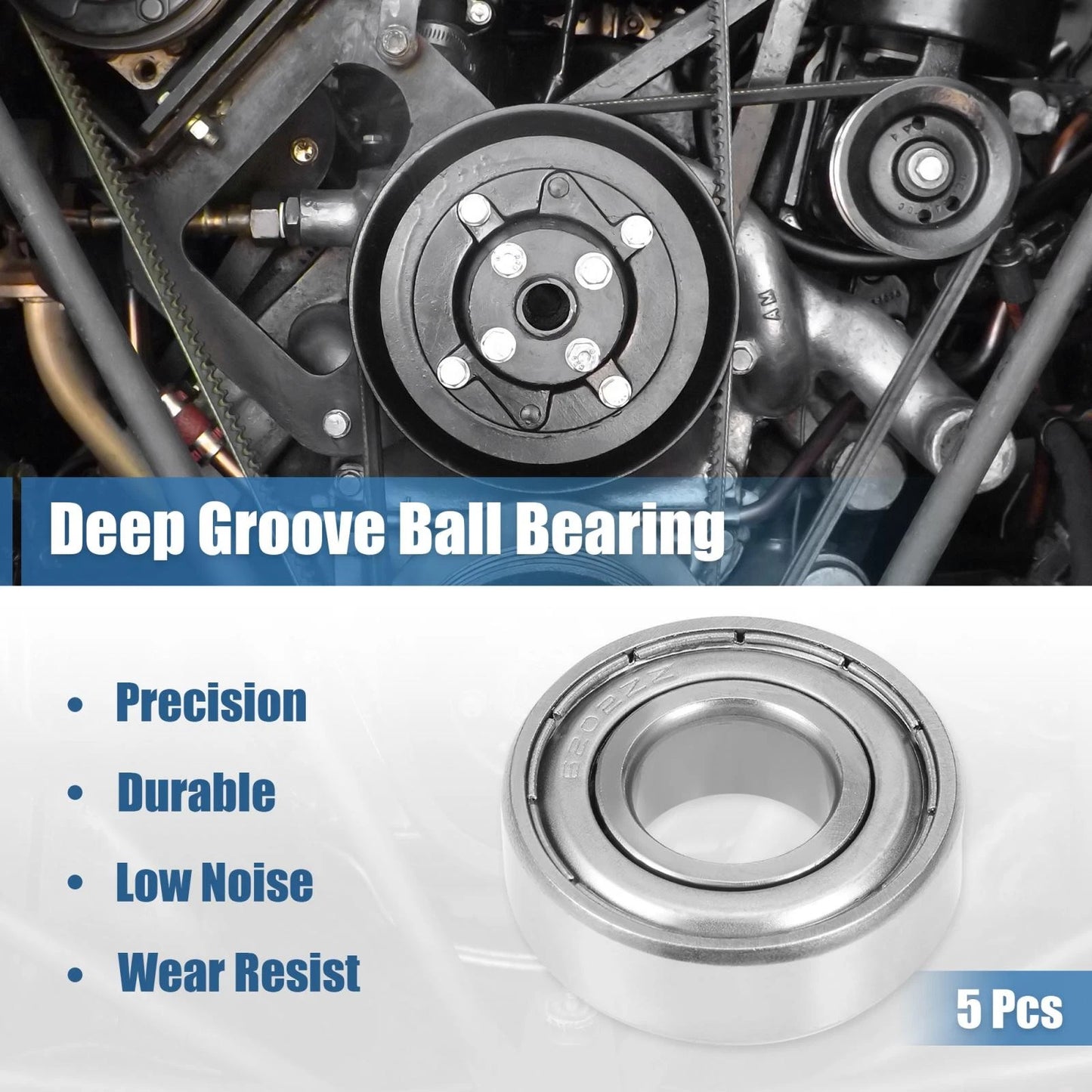 5 x 6202ZZ Deep Groove Ball Bearing 15x35x11mm Shielded Carbon Bearings for Car