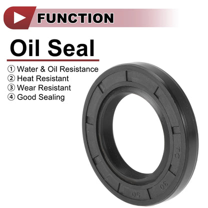 Rotary Shaft Seal Nitrile 70 Durometer Rubber 30x50x7mm Black 5 Pcs