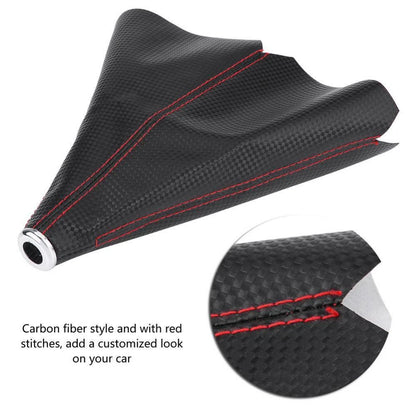 Black Real Leather Red Stitch Gear Shift Knob Boot Cover