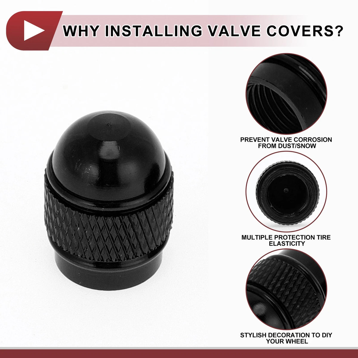 Mini Bullet Style Tire Valve Stem Caps Dust Covers Black for Car (All Years)