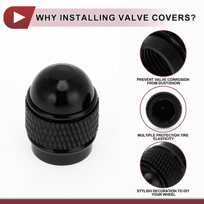 Mini Bullet Style Tire Valve Stem Caps Dust Covers Black for Car (All Years)