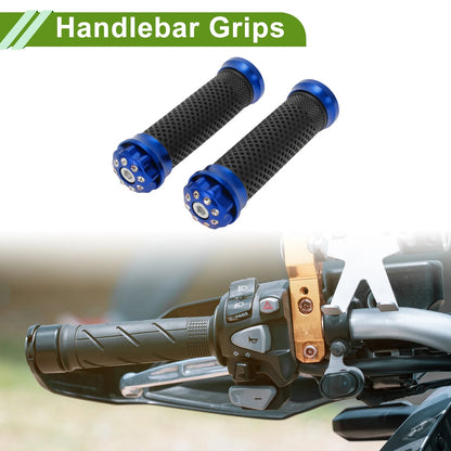 7/8" 22mm Handlebar Grips Cover for Motorcycle Aluminum Rubber Blue