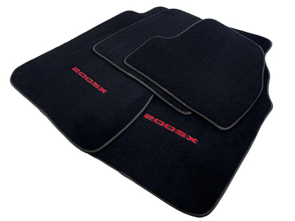 Tailored Black Floor Mats Set for Nissan 200 SX (1995-2000) with Red Logo